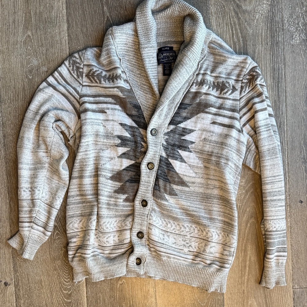 American Rag Beige and Brown Patterned Cardigan 0050